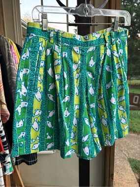 Vintage 80s CHAUS Sport Novelty Fish Print Pleated Shorts , Small